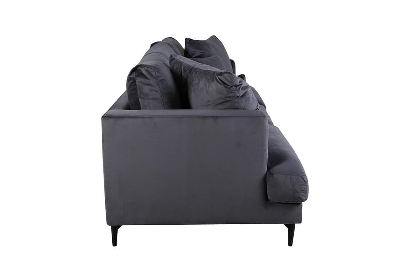 Sofia 3-seter Lav Sofa med Løse Puter i Fløyel - Grå - Møbler - Sofaer - 3 seter sofa