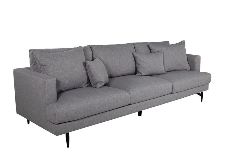 Sofia 3-seter Lav Sofa med Løse Puter i Stoff - Grå - Møbler - Sofaer - 3 seter sofa