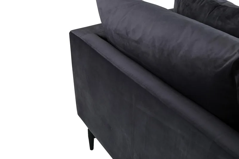 Sofia 3-seter Lav Sofa med Løse Puter i Fløyel - Grå - Møbler - Sofaer - 3 seter sofa