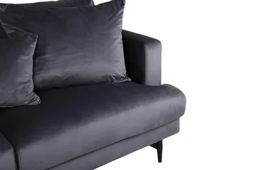 Sofia 3-seter Lav Sofa med Løse Puter i Fløyel - Grå - Møbler - Sofaer - 3 seter sofa