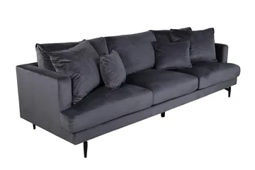 Sofia 3-seter Lav Sofa med Løse Puter i Fløyel - Grå - Møbler - Sofaer - 3 seter sofa