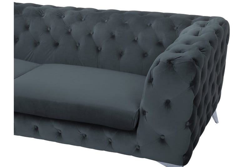 Sotra Dyp Chesterfield Fløyelssofa - Grå - Møbler - Sofaer - 3 seter sofa