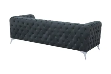 Sotra Dyp Chesterfield Fløyelssofa - Grå - Møbler - Sofaer - 3 seter sofa