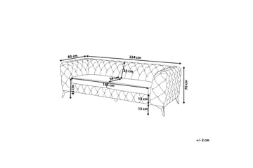 Sotra Dyp Chesterfield Fløyelssofa - Grå - Møbler - Sofaer - 3 seter sofa