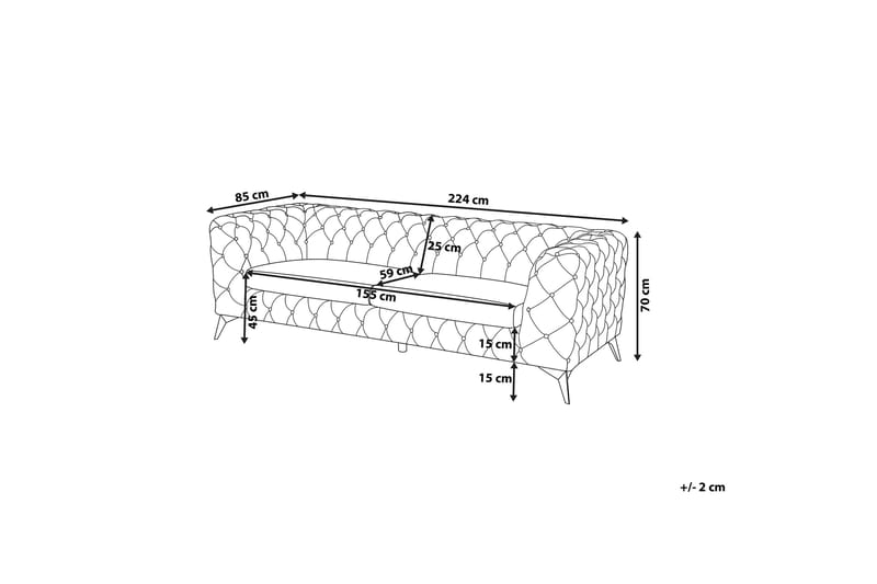 Sotra Dyp Chesterfield Fløyelssofa - Grå - Møbler - Sofaer - 3 seter sofa