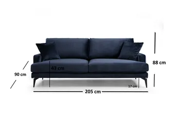 Sowka 3-Seter Sofa - Blå - Møbler - Sofaer - 3 seter sofa