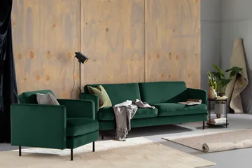 Teodin Fløyelssofa 3-seters - Grønn - Møbler - Sofaer - 3 seter sofa