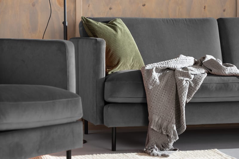 Teodin Fløyelssofa 3-seters - Lysegrå - Møbler - Sofaer - 3 seter sofa