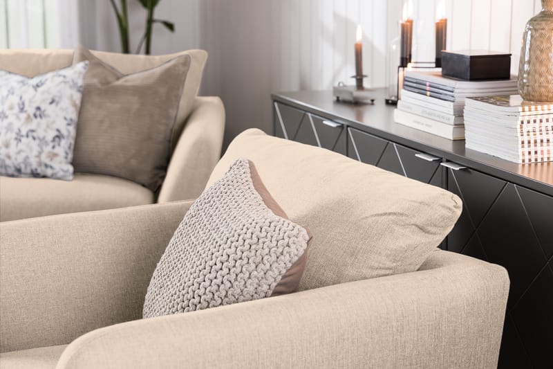 Trend 3-seter Sofa 218 cm med Buede Armlener i Stoff - Beige - Møbler - Sofaer - 3 seter sofa