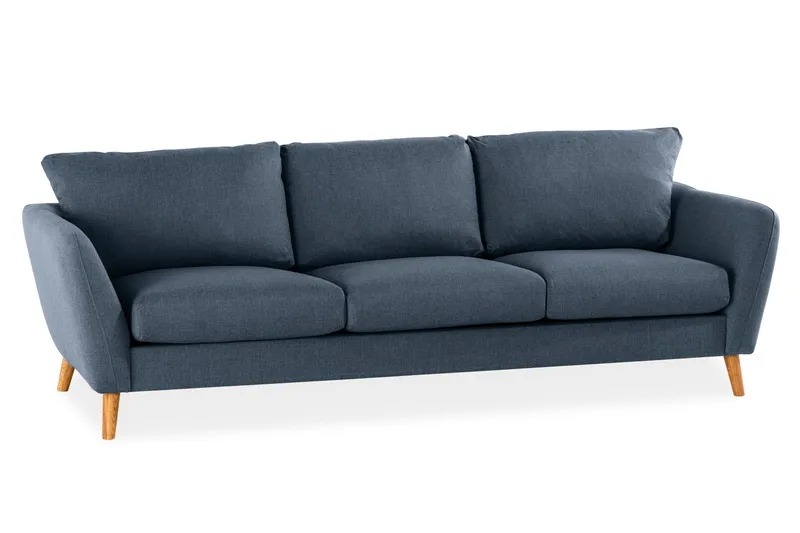 Trend 3-seter Sofa 218 cm med Buede Armlener i Stoff - Blå - Møbler - Sofaer - 3 seter sofa