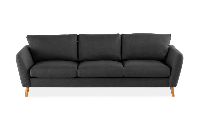 Trend 3-seter Sofa 218 cm med Buede Armlener i Stoff, Grå|Svart