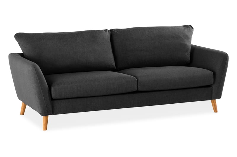 Trend 3-seter Sofa 218 cm med Buede Armlener i Stoff, Grå|Svart