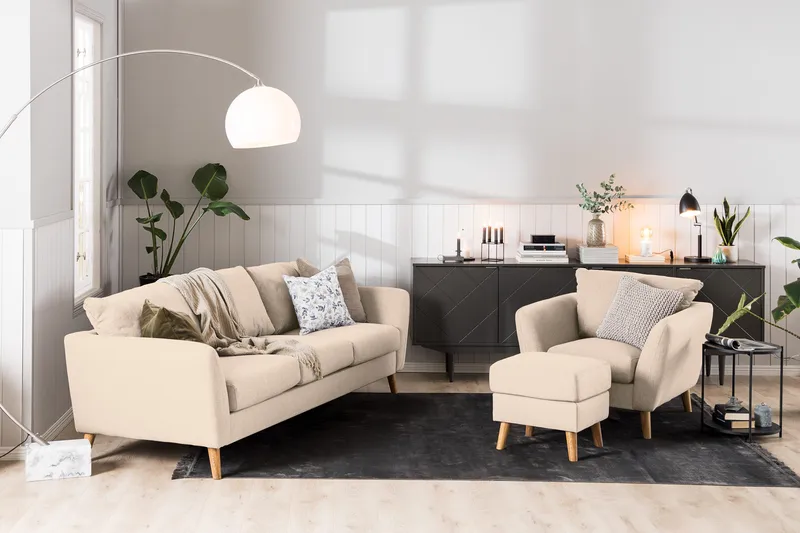 Trend 3-seters Stoffsofa - Beige - Møbler - Sofaer - 3 seter sofa