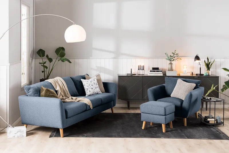 Trend 3-seters Stoffsofa - Blå - Møbler - Sofaer - 3 seter sofa