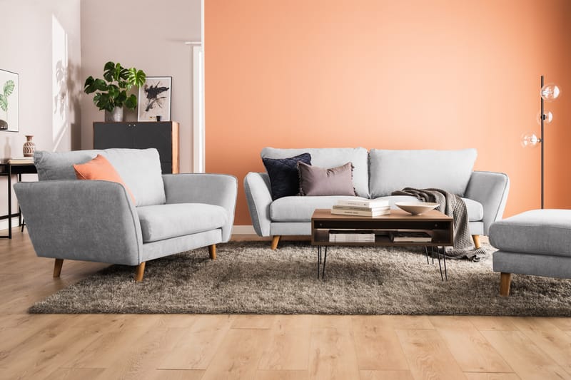 Trend Lyx 3-seters Stoffsofa - Lys grå - Møbler - Sofaer - 3 seter sofa