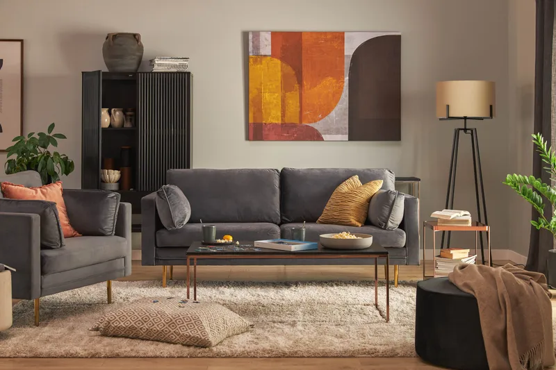 Vanlig sofa uten divan og sjeselong Bloom 3-seters sofa Lysegrå - Møbler - Sofaer - 3 seter sofa