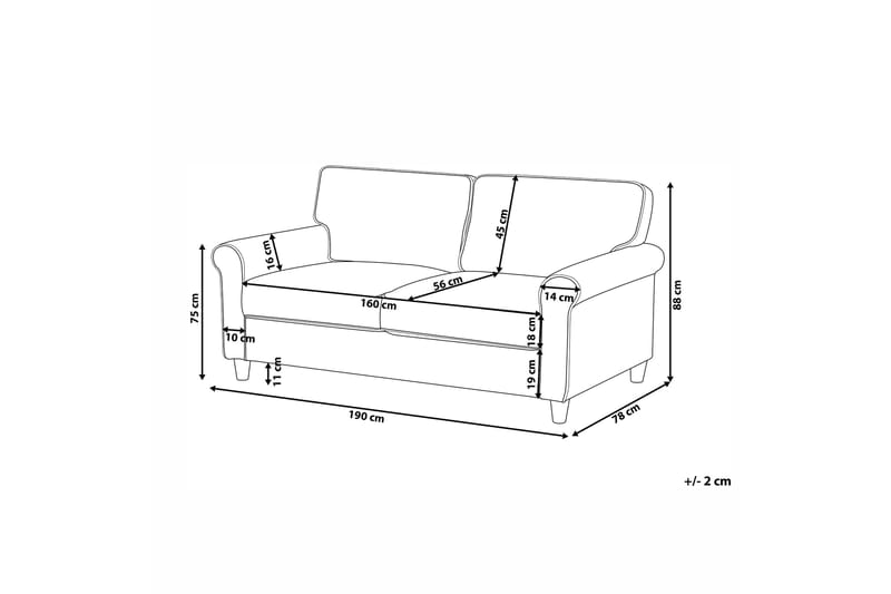 Warmoth Sofa med Rullearmlener i Stoff - Grå - Møbler - Sofaer - 3 seter sofa