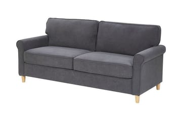 Warmoth Sofa med Rullearmlener i Stoff - Grå - Møbler - Sofaer - 3 seter sofa