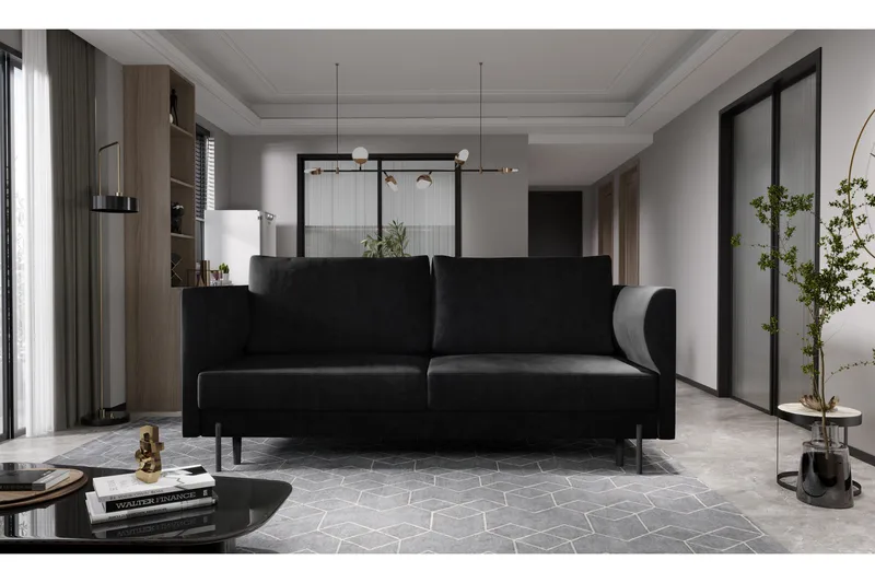 Zerlo 3-seters Sofa, Svart