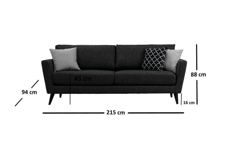 3-Seter Sofa Penrhynside - Grå - 3 seter sofa