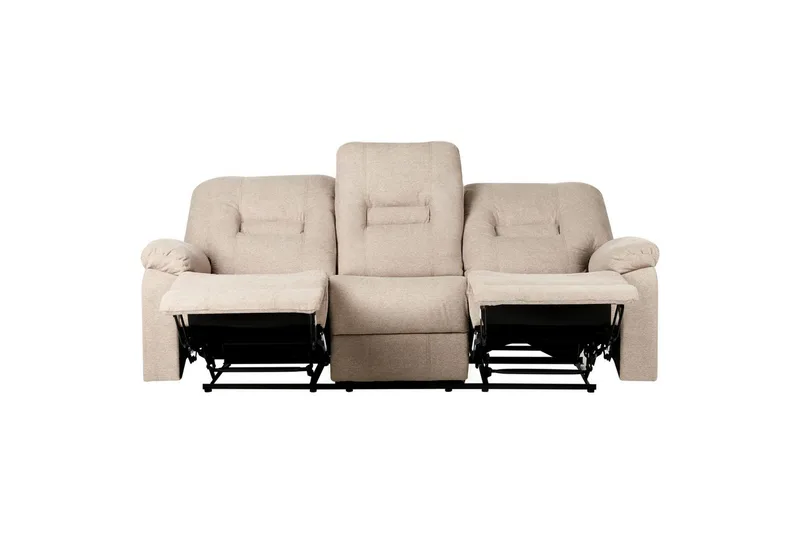 3-seters reclinersofa manuell Delia - Beige, svart - Møbler - Sofaer - Reclinersofaer