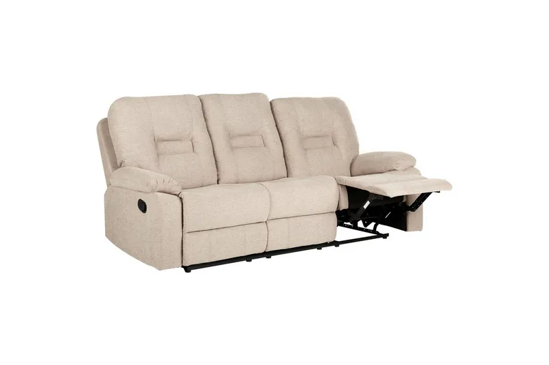 3-seters reclinersofa manuell Delia, Beige, svart
