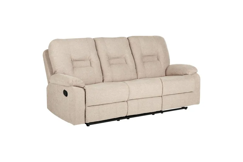 3-seters reclinersofa manuell Delia - Beige, svart - Møbler - Sofaer - Reclinersofaer