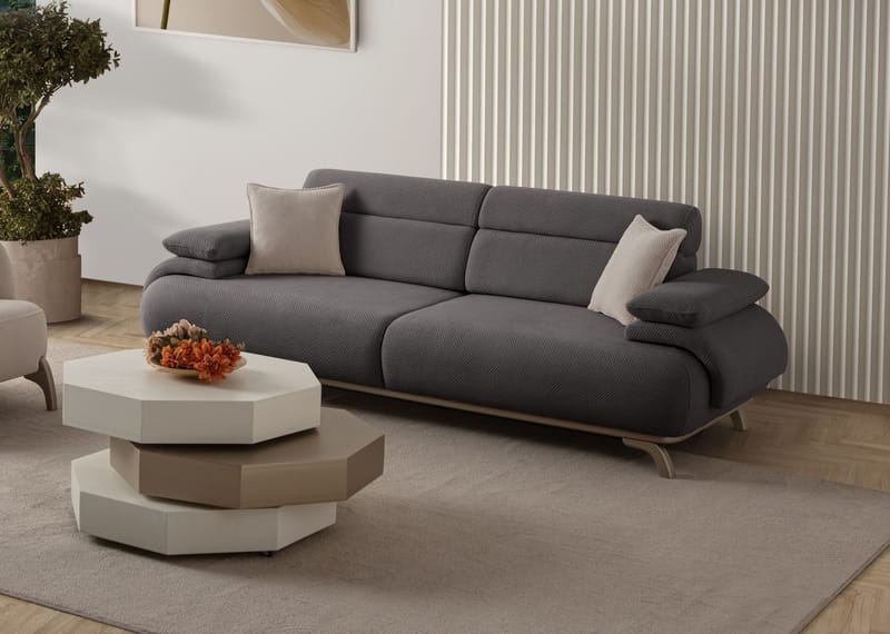 3-seters sofa Atelier Del Sofa Bonjo Silver (246 x 81 x 97 cm) Antrasitt - Antrasitt - Møbler - Sofaer - 3 seter sofa