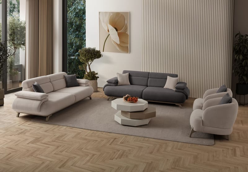 3-seters sofa Atelier Del Sofa Bonjo Silver (246 x 81 x 97 cm) Antrasitt - Antrasitt - Møbler - Sofaer - 3 seter sofa