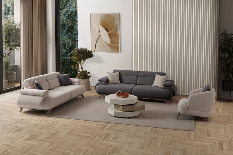 3-seters sofa Atelier Del Sofa Bonjo Silver (246 x 81 x 97 cm) Antrasitt - Antrasitt - Møbler - Sofaer - 3 seter sofa