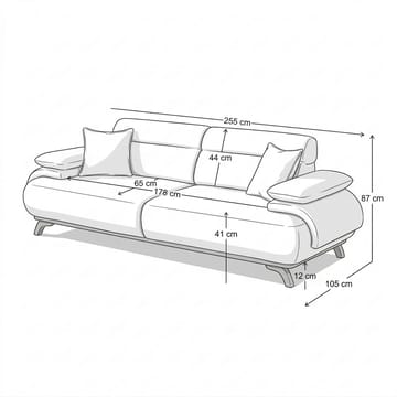 3-seters sofa Atelier Del Sofa Bonjo Silver (246 x 81 x 97 cm) Antrasitt - Antrasitt - Møbler - Sofaer - 3 seter sofa