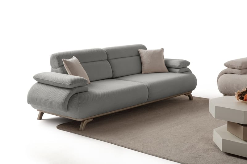 3-seters sofa Atelier Del Sofa Bonjo Silver (246 x 81 x 97 cm) Grå - Grå - Møbler - Sofaer - 3 seter sofa