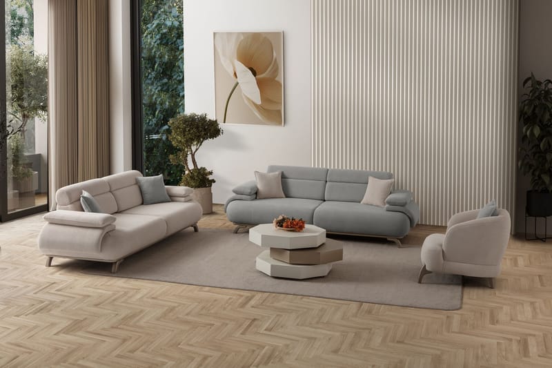 3-seters sofa Atelier Del Sofa Bonjo Silver (246 x 81 x 97 cm) Grå - Grå - Møbler - Sofaer - 3 seter sofa
