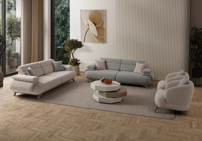 3-seters sofa Atelier Del Sofa Bonjo Silver (246 x 81 x 97 cm) Grå - Grå - Møbler - Sofaer - 3 seter sofa
