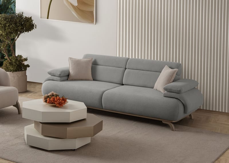 3-seters sofa Atelier Del Sofa Bonjo Silver (246 x 81 x 97 cm) Grå - Grå - Møbler - Sofaer - 3 seter sofa