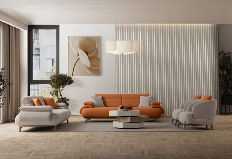 3-seters sofa Atelier Del Sofa Bonjo Silver (246 x 81 x 97 cm) Tile Red - Teglsteinrød - Møbler - Sofaer - 3 seter sofa