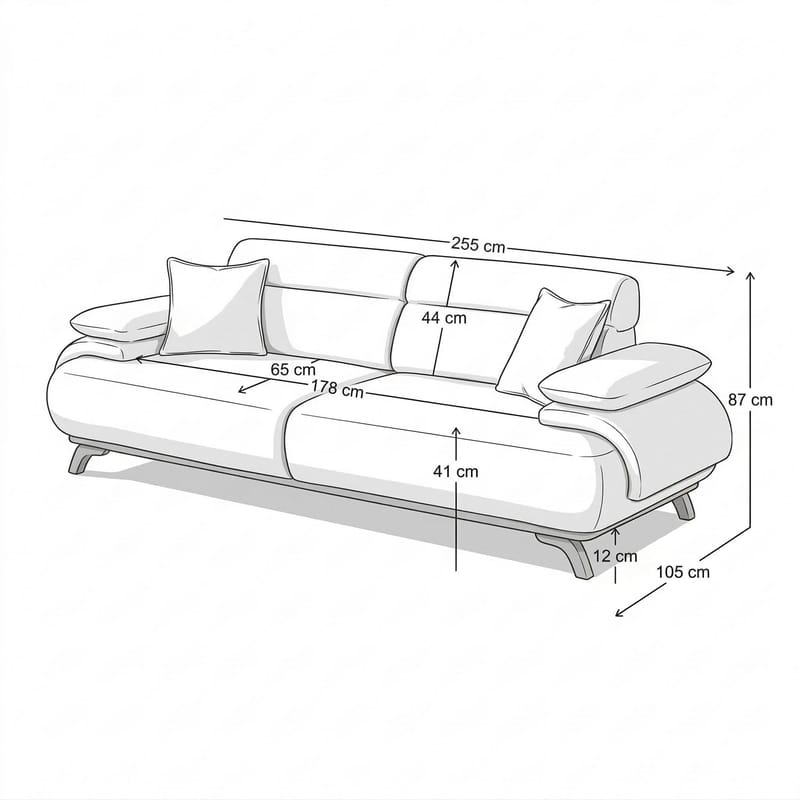 3-seters sofa Atelier Del Sofa Bonjo Silver (246 x 81 x 97 cm) Pudder - Pudder - Møbler - Sofaer - 3 seter sofa