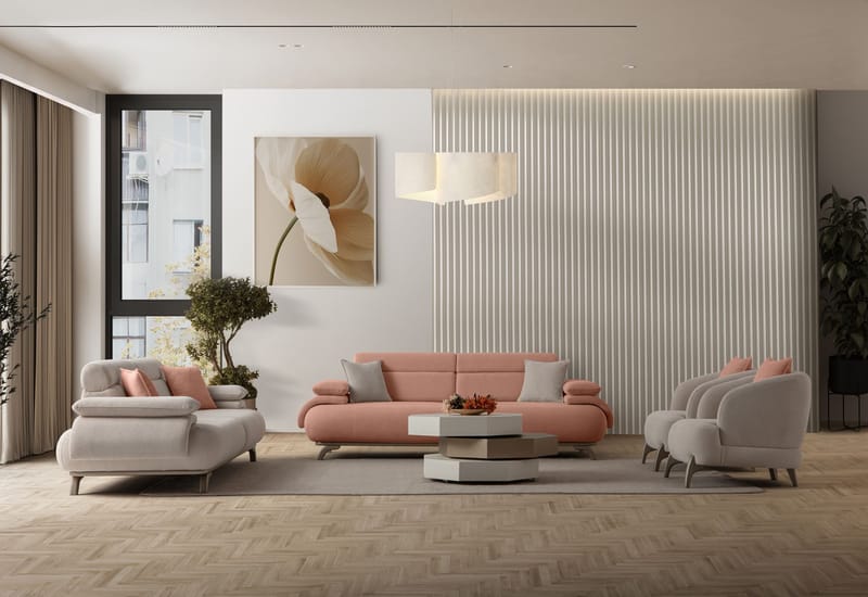 3-seters sofa Atelier Del Sofa Bonjo Silver (246 x 81 x 97 cm) Pudder - Pudder - Møbler - Sofaer - 3 seter sofa