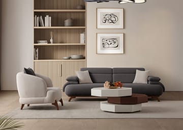 3-seters sofa Atelier Del Sofa Bonjo Walnut (246 x 81 x 97 cm) Antrasitt - Antrasitt - Møbler - Sofaer - 3 seter sofa
