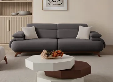 3-seters sofa Atelier Del Sofa Bonjo Walnut (246 x 81 x 97 cm) Antrasitt - Antrasitt - Møbler - Sofaer - 3 seter sofa
