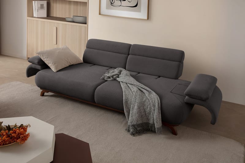 3-seters sofa Atelier Del Sofa Bonjo Walnut (246 x 81 x 97 cm) Antrasitt - Antrasitt - Møbler - Sofaer - 3 seter sofa