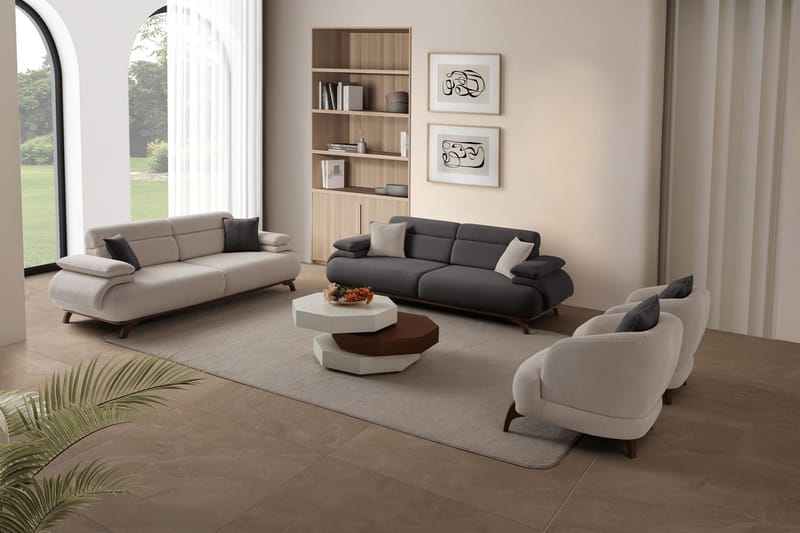 3-seters sofa Atelier Del Sofa Bonjo Walnut (246 x 81 x 97 cm) Antrasitt - Antrasitt - Møbler - Sofaer - 3 seter sofa