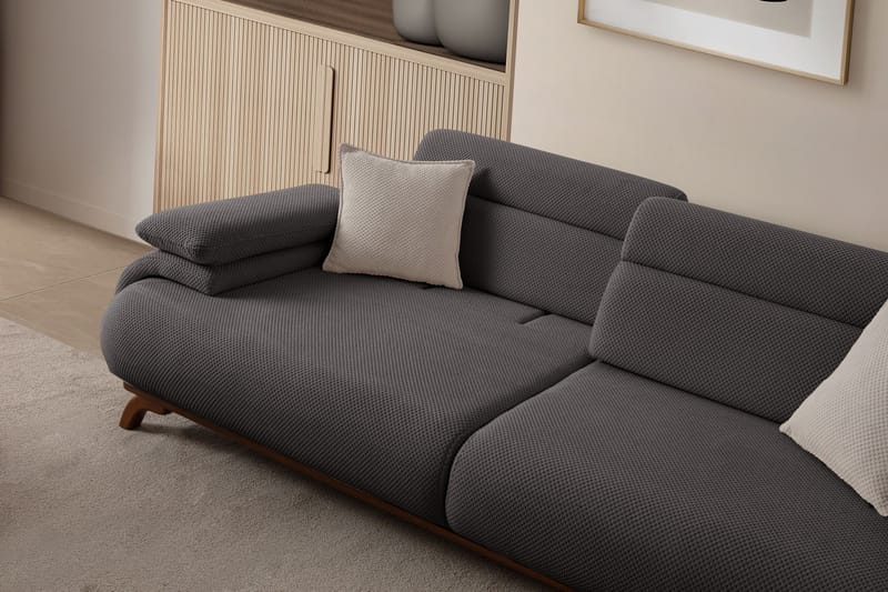3-seters sofa Atelier Del Sofa Bonjo Walnut (246 x 81 x 97 cm) Antrasitt - Antrasitt - Møbler - Sofaer - 3 seter sofa
