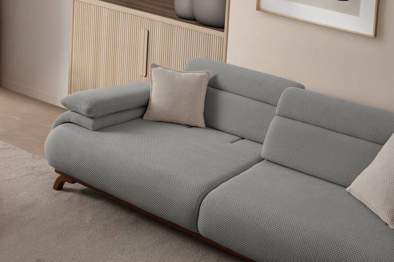 3-seters sofa Atelier Del Sofa Bonjo Walnut (246 x 81 x 97 cm) Grå - Grå - Møbler - Sofaer - 3 seter sofa