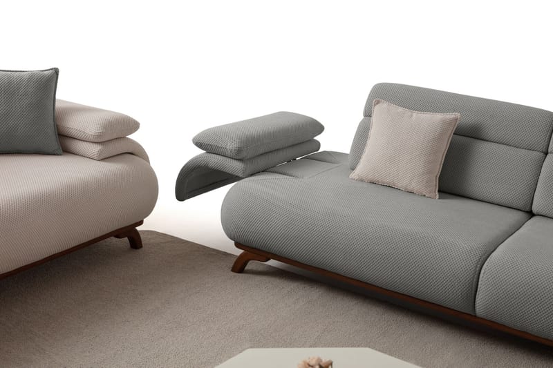 3-seters sofa Atelier Del Sofa Bonjo Walnut (246 x 81 x 97 cm) Grå - Grå - Møbler - Sofaer - 3 seter sofa