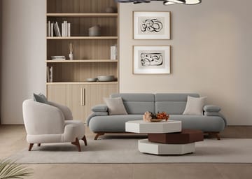 3-seters sofa Atelier Del Sofa Bonjo Walnut (246 x 81 x 97 cm) Grå - Grå - Møbler - Sofaer - 3 seter sofa