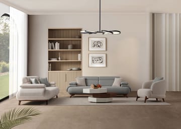 3-seters sofa Atelier Del Sofa Bonjo Walnut (246 x 81 x 97 cm) Grå - Grå - Møbler - Sofaer - 3 seter sofa