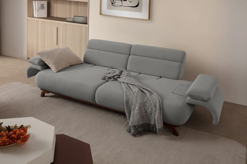 3-seters sofa Atelier Del Sofa Bonjo Walnut (246 x 81 x 97 cm) Grå - Grå - Møbler - Sofaer - 3 seter sofa
