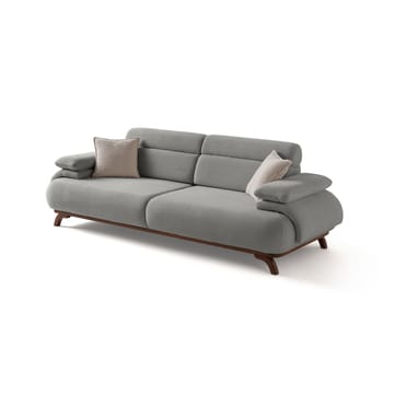 3-seters sofa Atelier Del Sofa Bonjo Walnut (246 x 81 x 97 cm) Grå - Grå - Møbler - Sofaer - 3 seter sofa