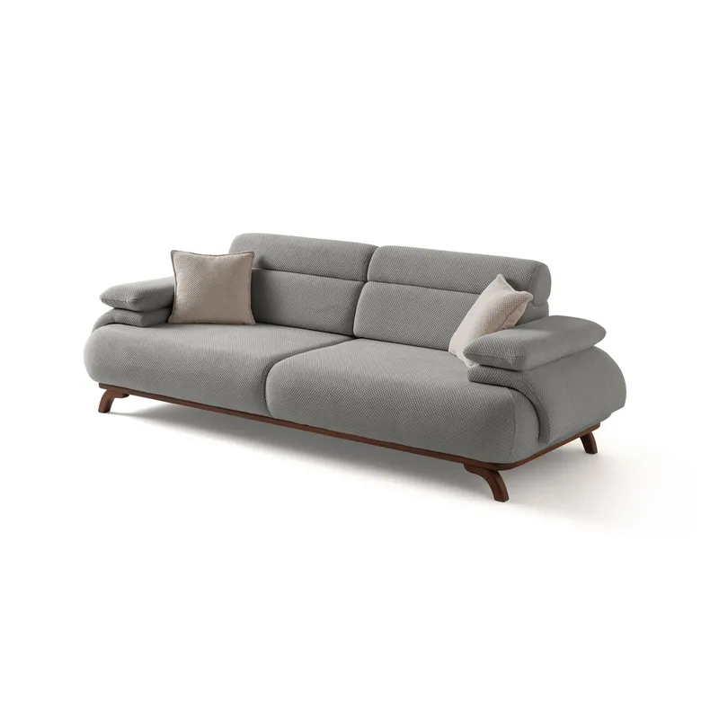 3-seters sofa Atelier Del Sofa Bonjo Walnut (246 x 81 x 97 cm) Grå - Grå - Møbler - Sofaer - 3 seter sofa